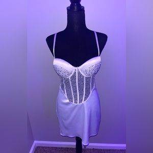 White diamanté cami bodycon mini dress